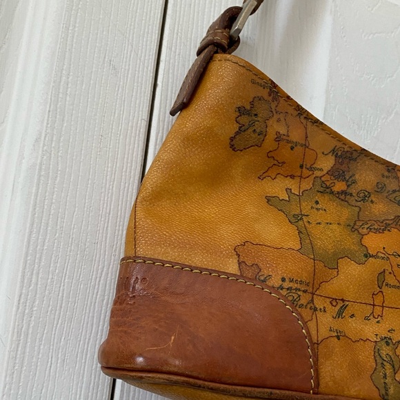 Vintage Alviero MARTINI 1a Classe Geo World Map Leather Bag - Picture 4 of 9